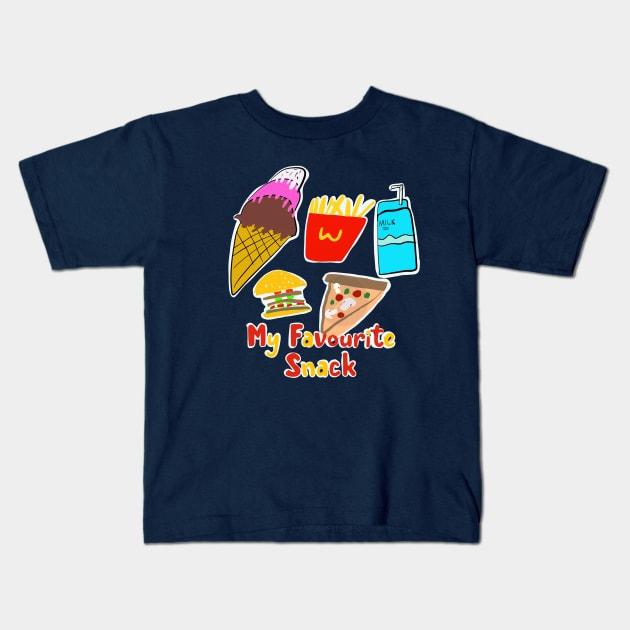 Most Favourite Snack Food Kids T-Shirt by RiyanRizqi